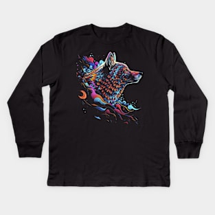 The Majestic Wolf Design Kids Long Sleeve T-Shirt